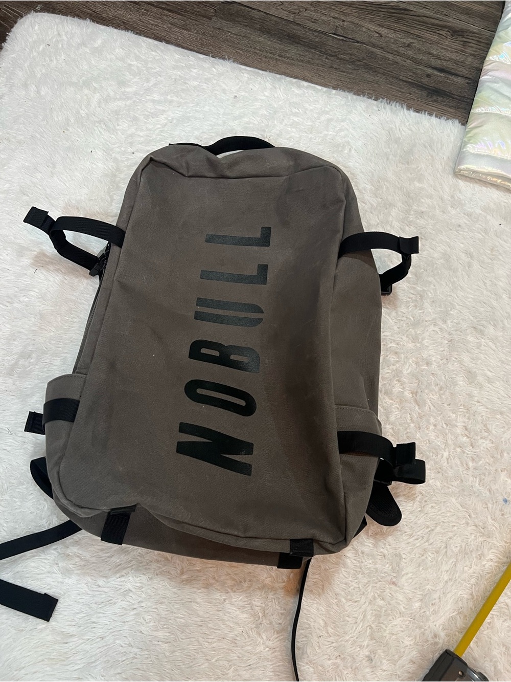NOBULL Gray Wax Canvas Backpack with Black Logo
